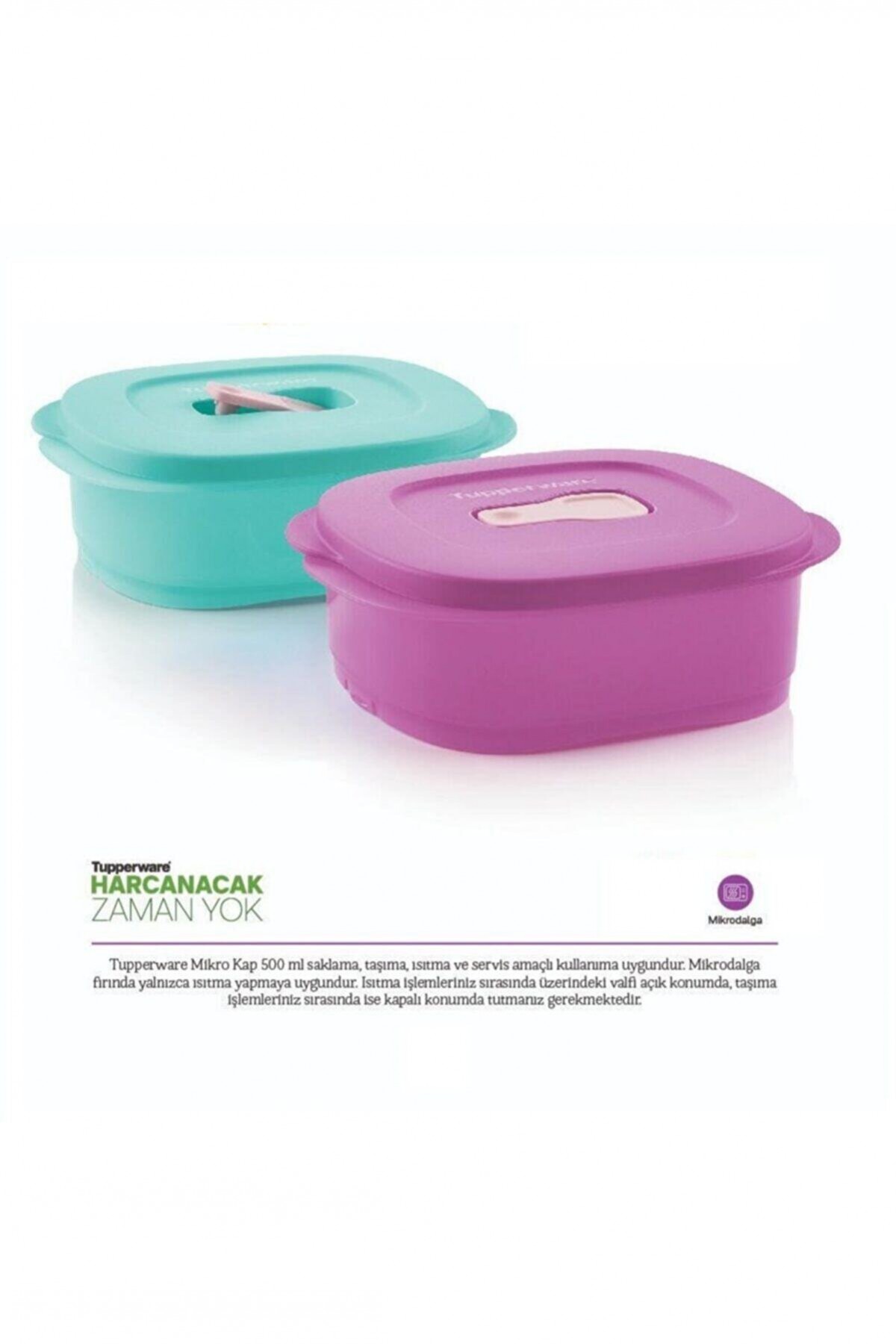 Tupperware Mikro Kap 2'li x 500 ml Mikrodalga Fırın Isıtma Beslenme Kabı Tupperware Mikro Kap 2'li x 500 ml Mikrodalga Fırın Isıtma Beslenme Kabı